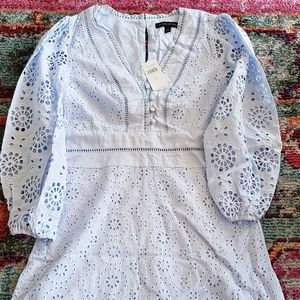 Light blue feminine long sleeved short dress